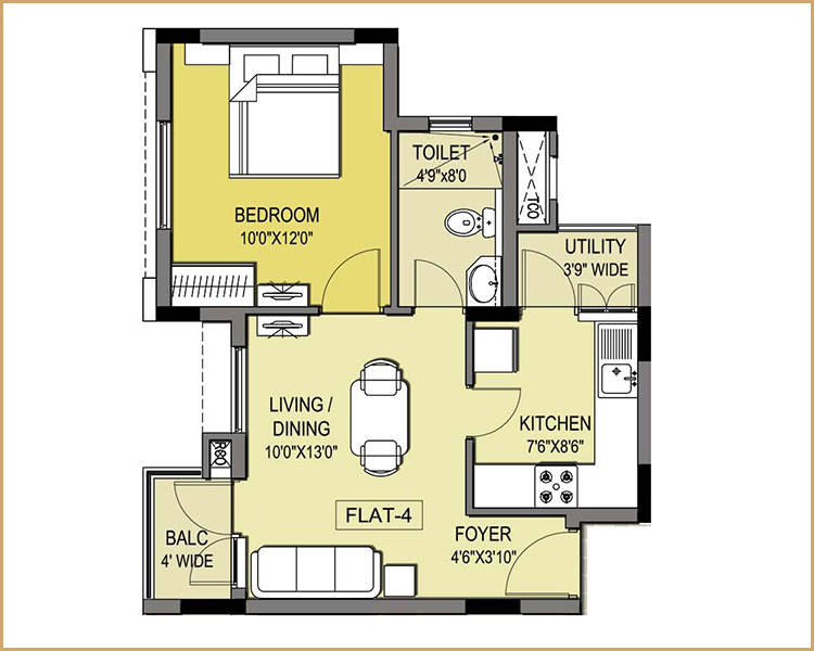 2 BHK Floor Plan